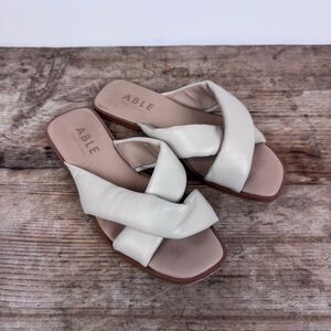 ABLE. 6M Cream White Puffy Cross Sandals